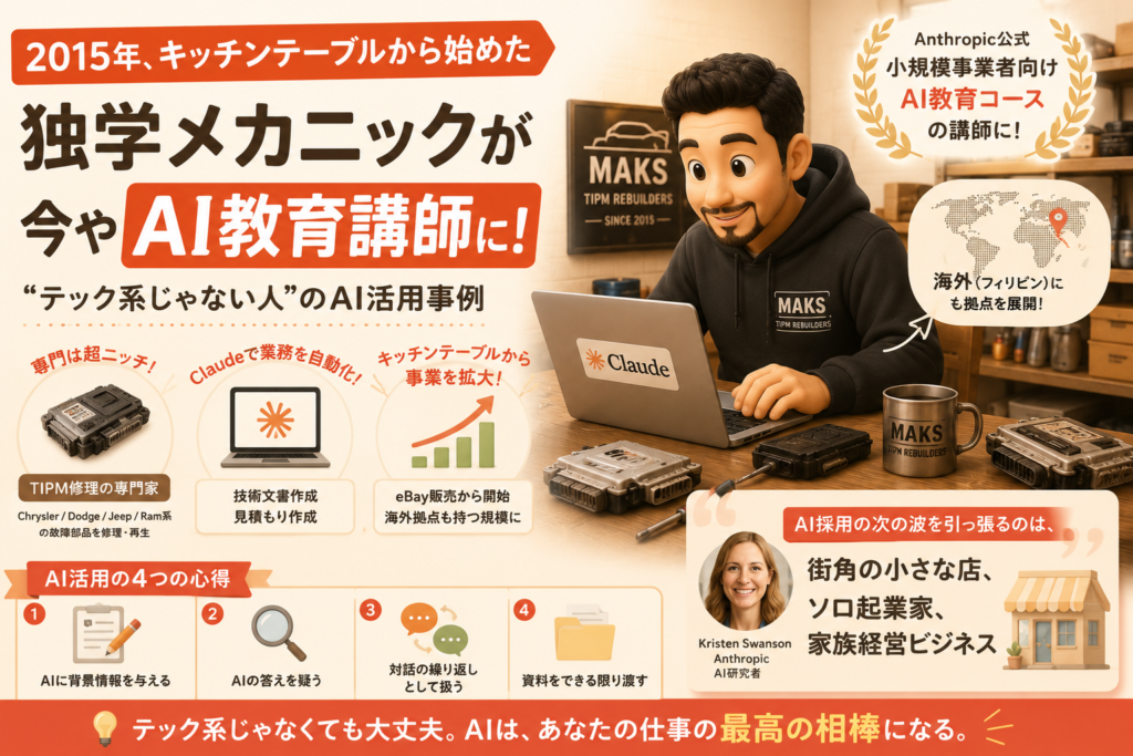 「テック系じゃない」自動車修理屋がAnthropic公式講師になった話
